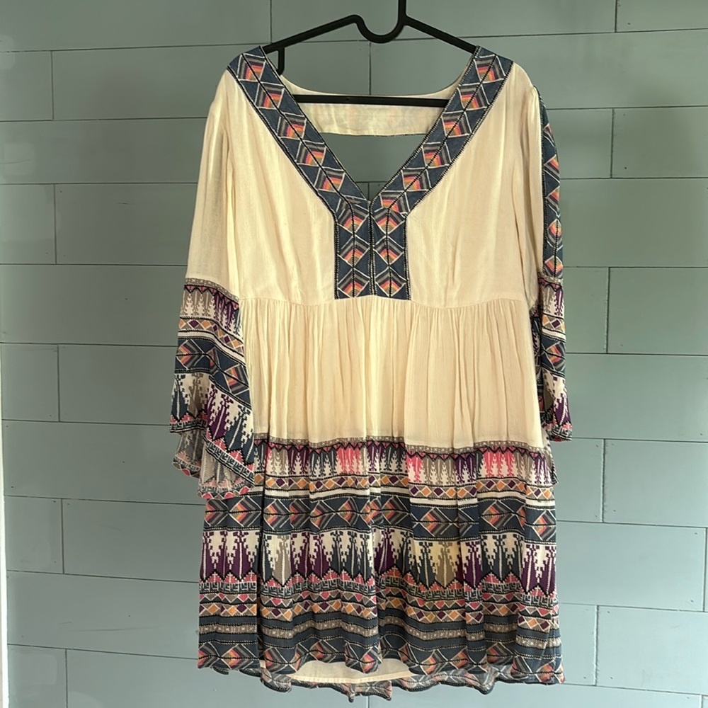 Free People Aztec print open back tunic
